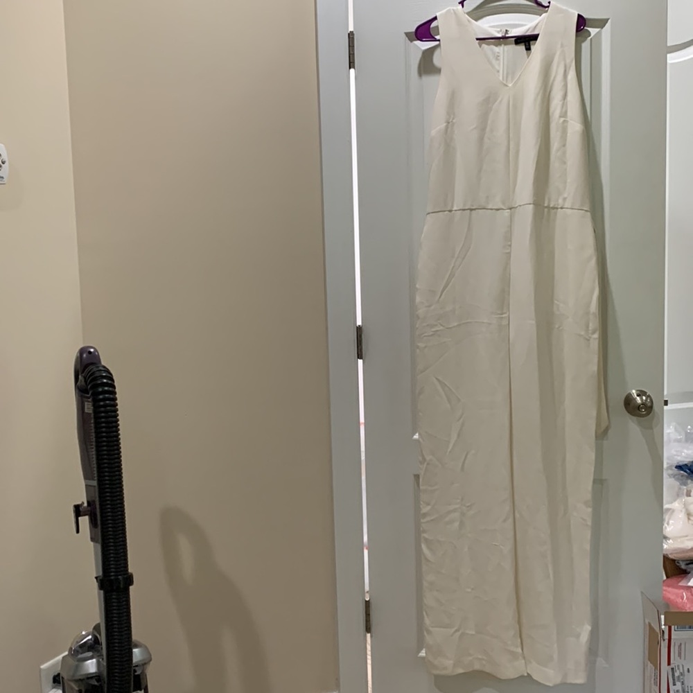 Off white, wide leg jumpsuit.